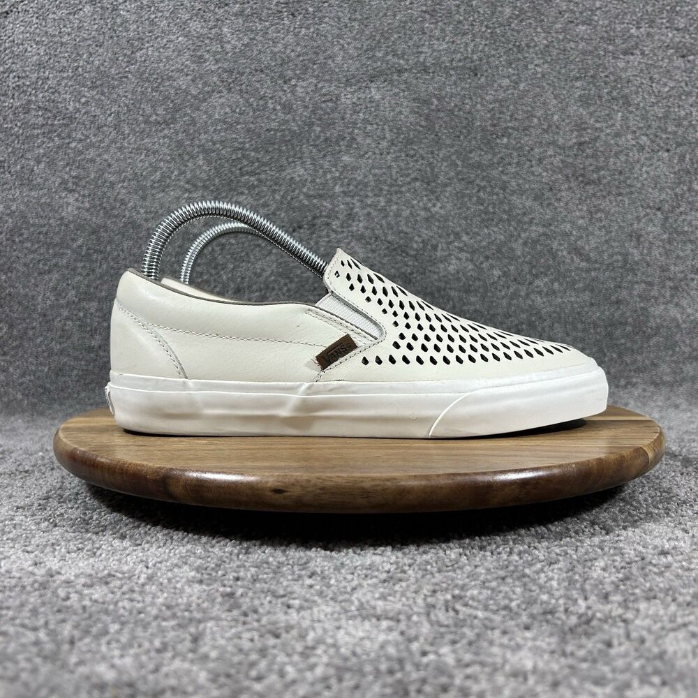 Vans Classic Slip On DX Womens Sz 9.5 Turtledove Havana Perforated Leather Shoes